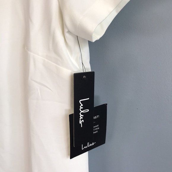 Lulu's Women's Dress XS Extra Small Solid Ivory Short Sleeve Back Zip Up - Picture 7 of 8
